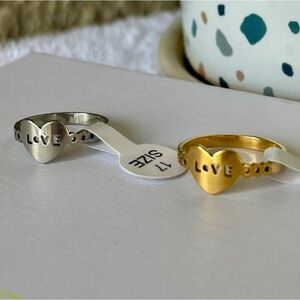 Dainty Silver Or Gold Heart Love Rings